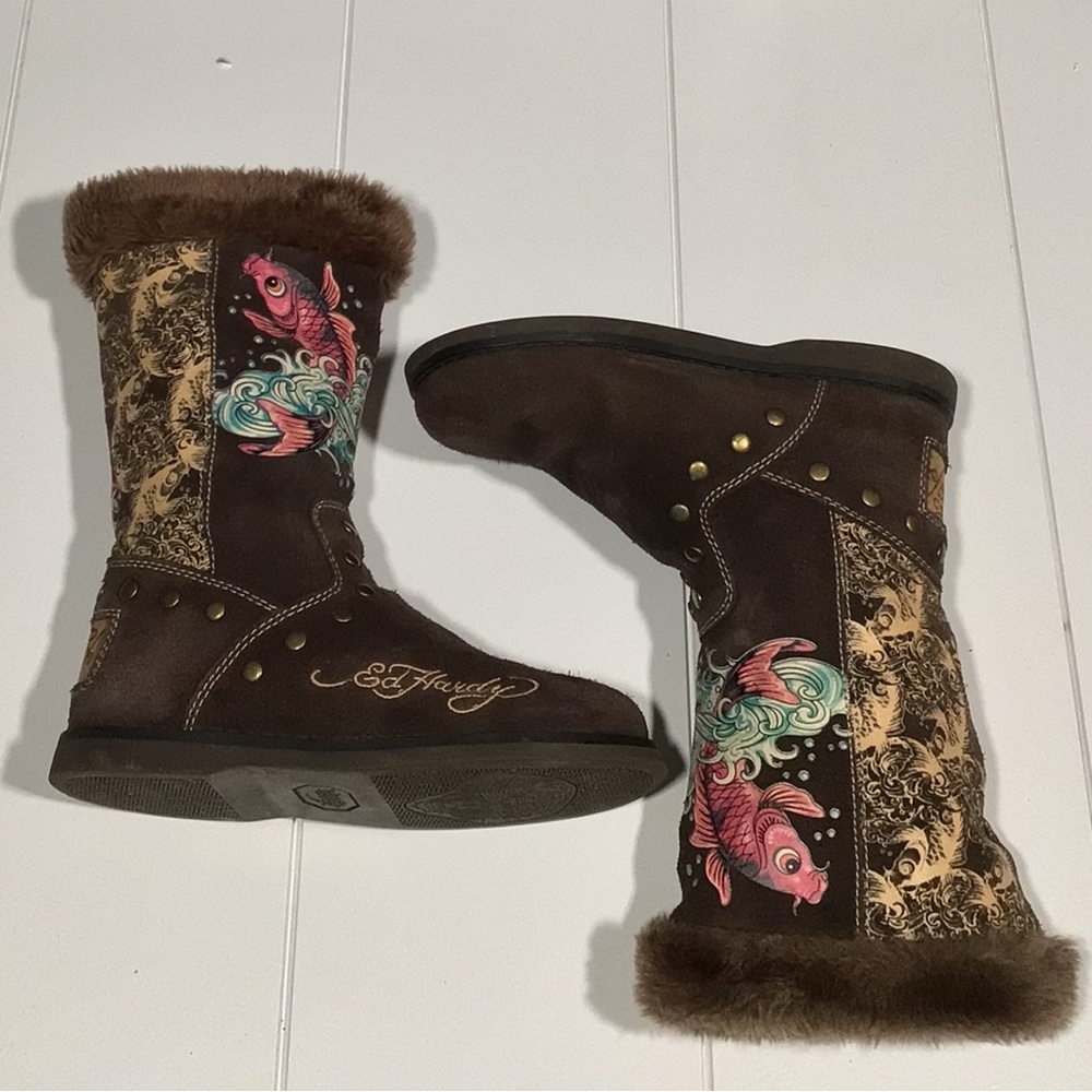 Furry Ed Hardy Boots ***Unique Pattern!!***